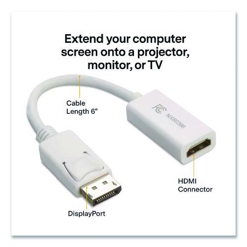 Picture of DisplayPort to HDMI Adapter, 6", White