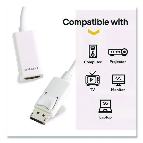 Picture of DisplayPort to HDMI Adapter, 6", White
