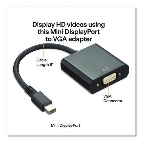 Picture of Mini DisplayPort to VGA Adapter, 6", Black