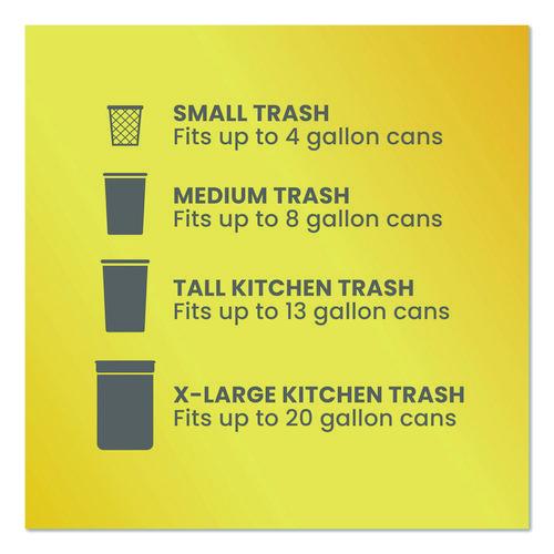 Picture of ForceFlex Kitchen Drawstring Trash Bags, Drawstring, 13 gal, Unscented, 23.47 x 25.38, White, 110 Bags/Box, 3 Boxes/Carton