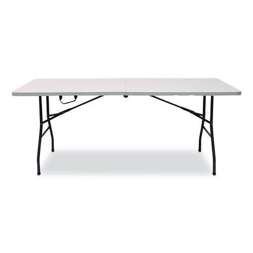 Picture of Fold in Half Plastic Folding Table, Rectangular, 72w x 29.63d x 29.25 to 37.13h, White