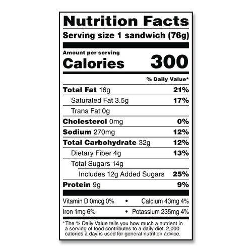 Picture of UNCRUSTABLES Peanut Butter and Grape Jelly on Wheat Bread, 2.6 oz Bag, 48/Carton