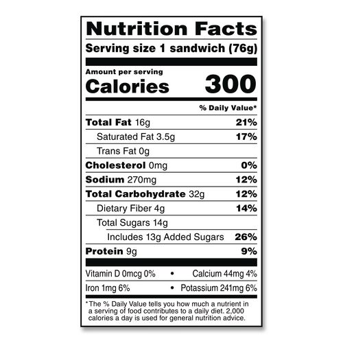 Picture of UNCRUSTABLES Peanut Butter and Strawberry Jam on Wheat Bread, 2.6 oz Bag, 48/Carton