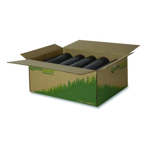 Picture of Linear Low Density Recycled Can Liners, 45 gal, 2 mil, 40" x 46", Black, 10 Bags/Roll, 10 Rolls/Carton