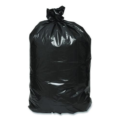 Picture of Linear Low Density Recycled Can Liners, 60 gal, 1.65 mil, 38" x 58", Black, 10 Bags/Roll, 10 Rolls/Carton