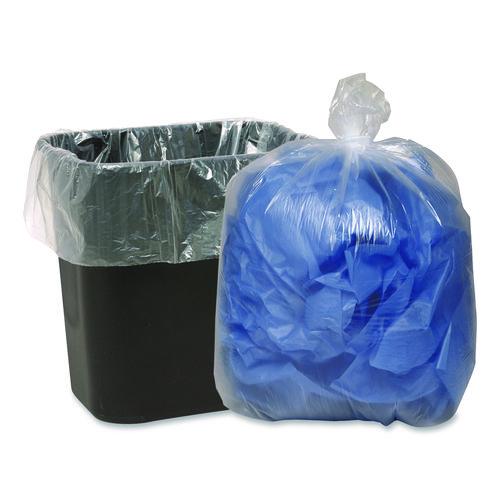Picture of Linear Low Density Clear Recycled Can Liners, 45 gal, 1.5 mil, 40" x 46", Clear, 10 Bags/Roll, 10 Rolls/Carton