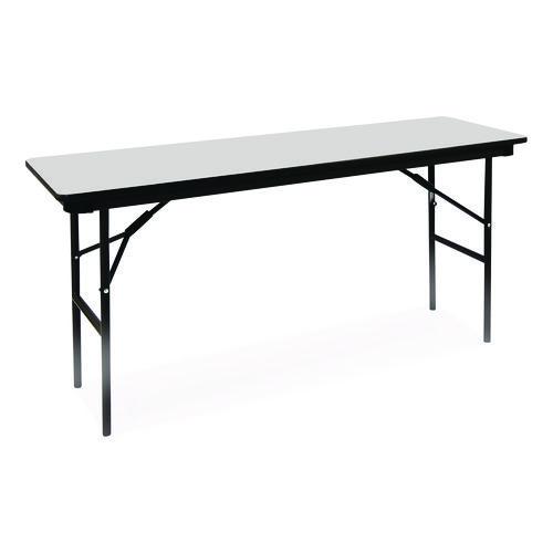 Picture of OfficeWorks Commercial Wood-Laminate Folding Table, Rectangular, 60" x 18" x 29", Gray Top, Charcoal Base