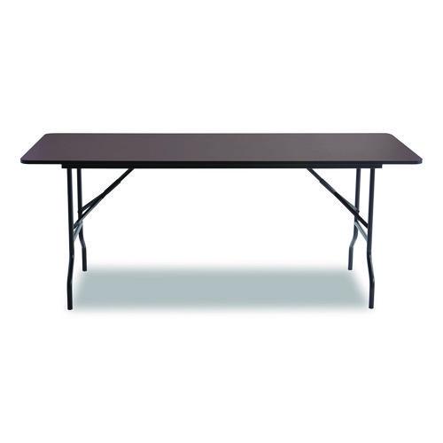 Picture of OfficeWorks Classic Wood-Laminate Folding Table, Curved Legs, Rectangular, 72" x 30" x 29", Walnut