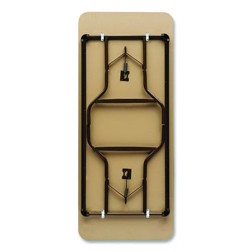 Picture of OfficeWorks Classic Wood-Laminate Folding Table, Curved Legs, Rectangular, 72" x 30" x 29", Walnut