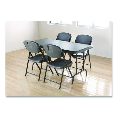 Picture of Rough n Ready Commercial Folding Chair, Supports Up to 350 lb, 15.25" Seat Height, Charcoal Seat, Charcoal Back, Silver Base