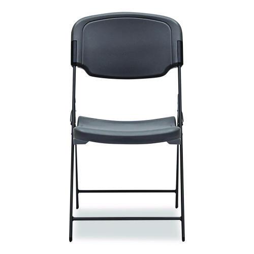 Picture of Rough n Ready Commercial Folding Chair, Supports Up to 350 lb, 15.25" Seat Height, Charcoal Seat, Charcoal Back, Silver Base