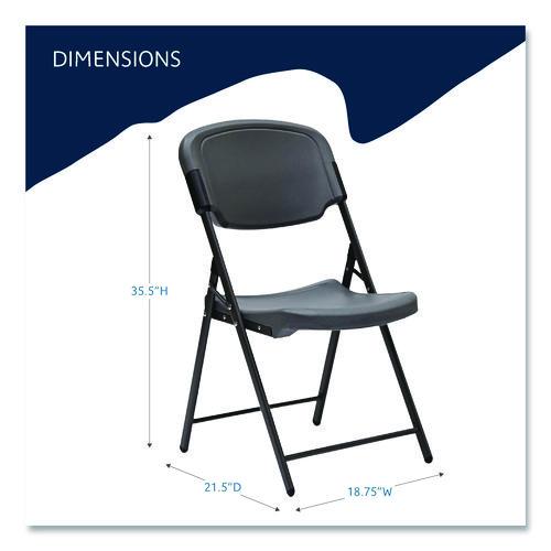 Picture of Rough n Ready Commercial Folding Chair, Supports Up to 350 lb, 15.25" Seat Height, Charcoal Seat, Charcoal Back, Silver Base