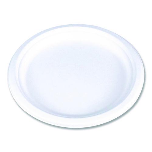 Picture of ChampWare Molded Fiber Tableware, Molded Fiber Plate, 10" dia, White, 125 Plates/Sleeve, 4 Sleeves/Carton