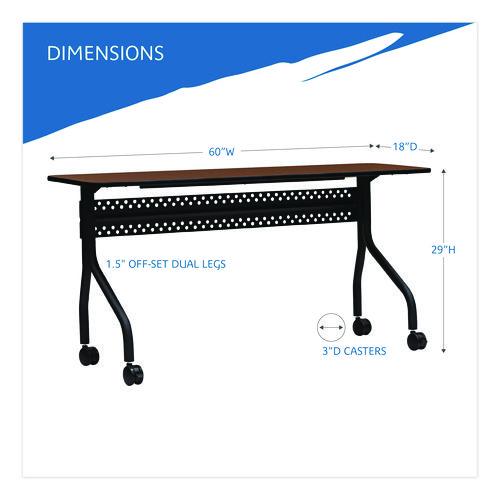 Picture of OfficeWorks Mobile Training Table, Rectangular, 60" x 18" x 29", Mahogany/Black