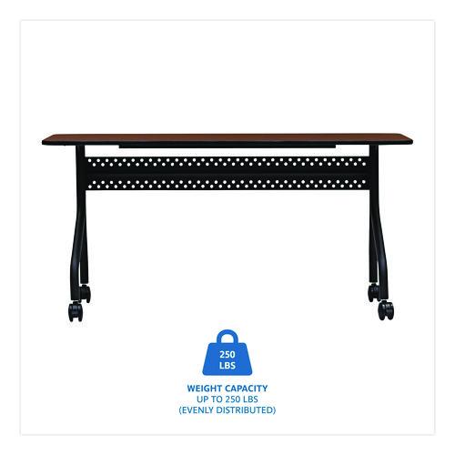 Picture of OfficeWorks Mobile Training Table, Rectangular, 60" x 18" x 29", Mahogany/Black