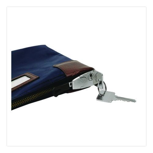 Picture of Key Lock Deposit Bag with 2 Keys, Vinyl, 1.2 x 11.2 x 8.7,  Navy Blue