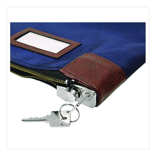 Picture of Key Lock Deposit Bag with 2 Keys, Vinyl, 1.2 x 11.2 x 8.7,  Navy Blue