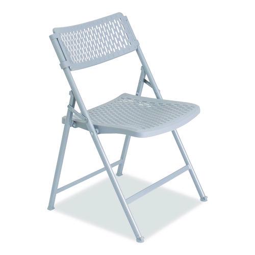 Picture of AirFlex Series Premium Polypropylene Folding Chair, Supports 1,000 lbs, 17.25" Seat Height, Platinum Seat/Back/Base, 4/Pack