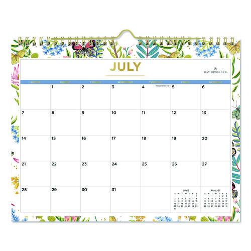 Picture of Day Designer Flutter Academic Year Wall Calendar, Butterfly Floral Artwork, 11 x 8.75, 12-Month (July to June): 2025 to 2026