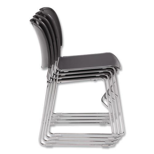 Picture of 8500 Series Ultra-Compact Plastic Stack Chair, Supports Up to 500 lbs, 17" Seat Height, Gray Seat/Back, Chrome Base, 4/Pack