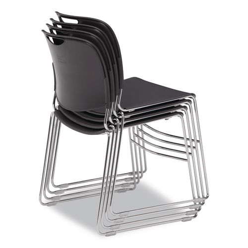 Picture of 8500 Series Ultra-Compact Plastic Stack Chair, Supports Up to 500 lbs, 17" Seat Height, Gray Seat/Back, Chrome Base, 4/Pack