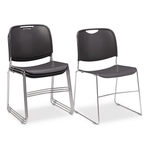 Picture of 8500 Series Ultra-Compact Plastic Stack Chair, Supports Up to 500 lbs, 17" Seat Height, Gray Seat/Back, Chrome Base, 4/Pack
