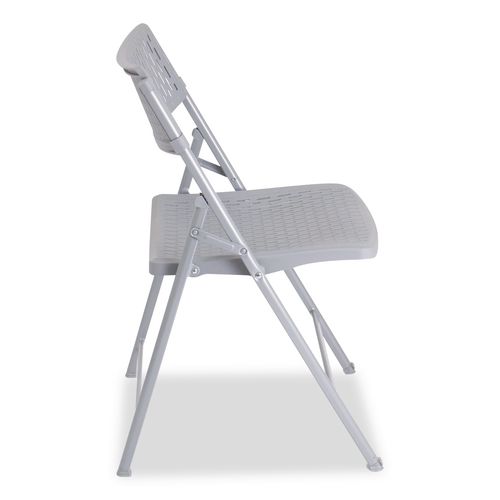 Picture of AirFlex Series Premium Polypropylene Folding Chair, Supports 1,000 lbs, 17.25" Seat Height, Platinum Seat/Back/Base, 4/Pack