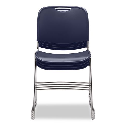 Picture of 8500 Series Ultra-Compact Plastic Stack Chair, Supports Up to 500 lbs, 17" Seat Height, Blue Seat/Back, Chrome Base, 4/Pack