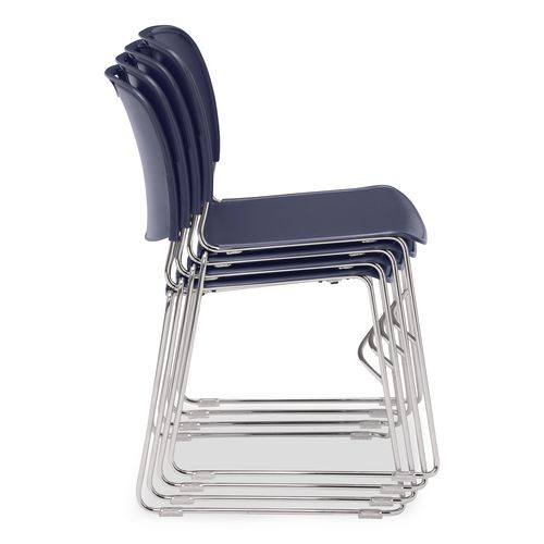 Picture of 8500 Series Ultra-Compact Plastic Stack Chair, Supports Up to 500 lbs, 17" Seat Height, Blue Seat/Back, Chrome Base, 4/Pack