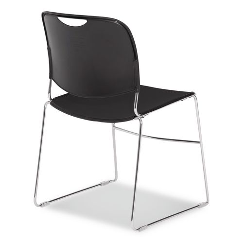 Picture of 8500 Series Ultra-Compact Plastic Stack Chair, Supports Up to 500 lbs, 17" Seat Height, Black Seat/Back, Chrome Base, 4/Pack
