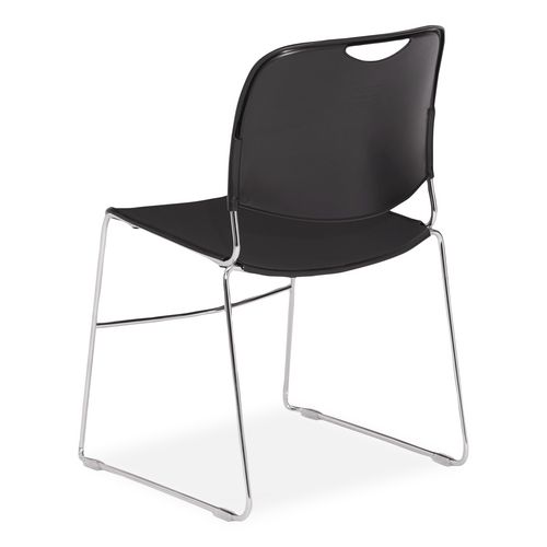 Picture of 8500 Series Ultra-Compact Plastic Stack Chair, Supports Up to 500 lbs, 17" Seat Height, Black Seat/Back, Chrome Base, 4/Pack