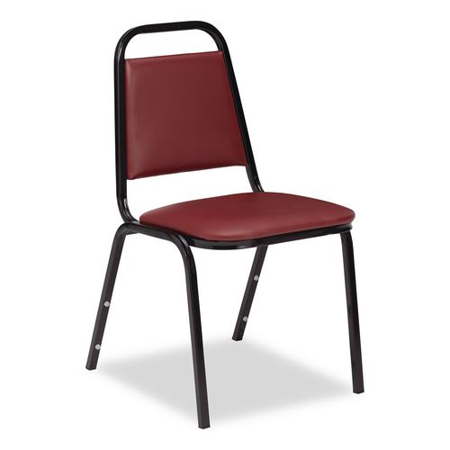Picture of 9100 Series Vinyl Upholstered Stack Chair, Supports Up to 300 lbs, 18" Seat Height, Burgundy Seat/Back, Black Base, 4/Pack