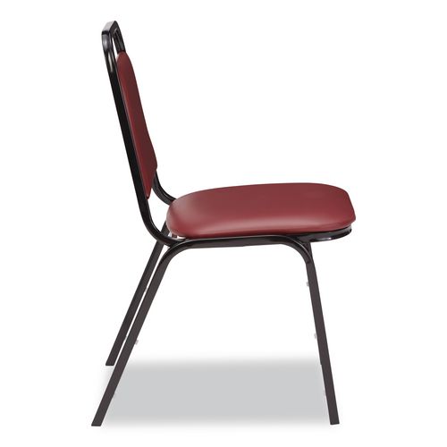 Picture of 9100 Series Vinyl Upholstered Stack Chair, Supports Up to 300 lbs, 18" Seat Height, Burgundy Seat/Back, Black Base, 4/Pack