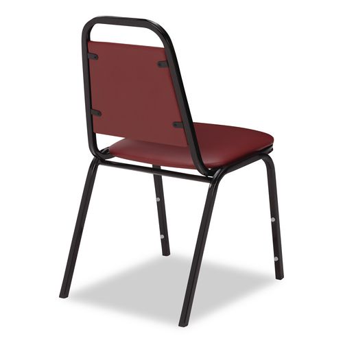 Picture of 9100 Series Vinyl Upholstered Stack Chair, Supports Up to 300 lbs, 18" Seat Height, Burgundy Seat/Back, Black Base, 4/Pack