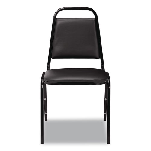 Picture of 9100 Series Vinyl Upholstered Stack Chair, Supports Up to 300 lbs, 18" Seat Height, Black Seat/Back/Base, 4/Pack