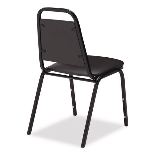Picture of 9100 Series Vinyl Upholstered Stack Chair, Supports Up to 300 lbs, 18" Seat Height, Black Seat/Back/Base, 4/Pack