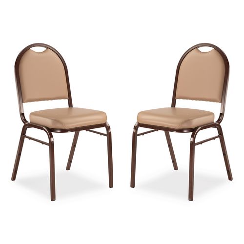 Picture of 9200 Series Premium Upholstered Stack Chair, Vinyl, Supports 500 lb, 19" Seat Ht, French Beige Seat/Back, Mocha Base, 2/Pack