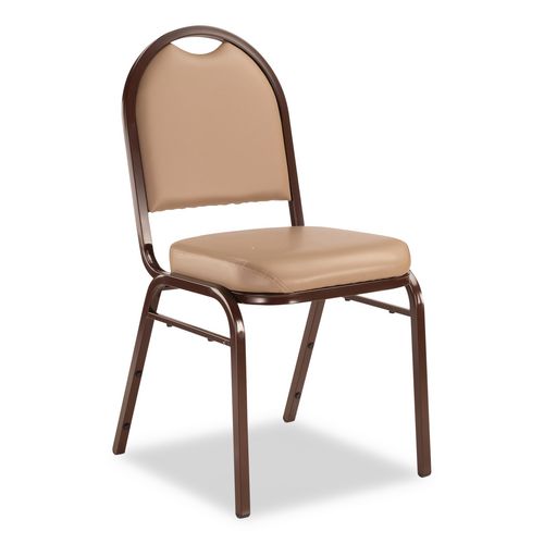 Picture of 9200 Series Premium Upholstered Stack Chair, Vinyl, Supports 500 lb, 19" Seat Ht, French Beige Seat/Back, Mocha Base, 2/Pack