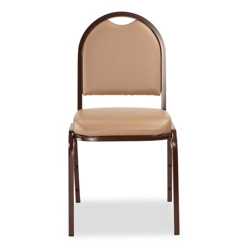 Picture of 9200 Series Premium Upholstered Stack Chair, Vinyl, Supports 500 lb, 19" Seat Ht, French Beige Seat/Back, Mocha Base, 2/Pack