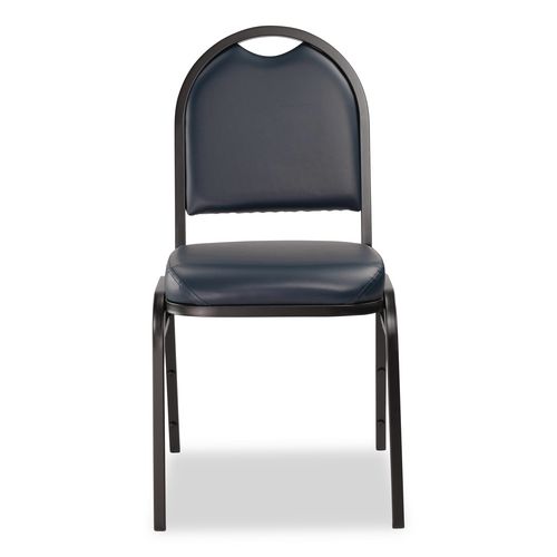 Picture of 9200 Series Premium Upholstered Stack Chair, Vinyl, Supports 500 lb, 19" Seat Ht, Midnight Blue Seat/Back, Black Base,2/Pack