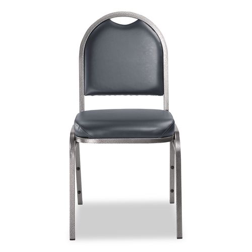 Picture of 9200 Series Premium Upholstered Stack Chair, Vinyl, Supports 500 lb, 19" Seat Ht, Midnight Blue Seat/Back, Silver Base, 2/PK