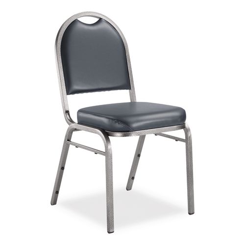 Picture of 9200 Series Premium Upholstered Stack Chair, Vinyl, Supports 500 lb, 19" Seat Ht, Midnight Blue Seat/Back, Silver Base, 2/PK