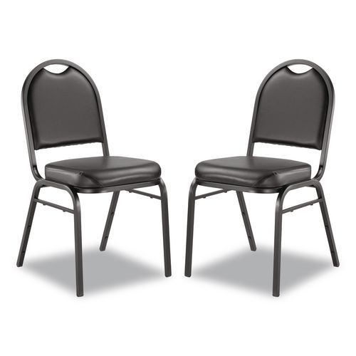 Picture of 9200 Series Premium Upholstered Stack Chair, Vinyl, Supports Up to 500 lb, 19" Seat Height, Black Seat/Back, Black Base, 2/PK