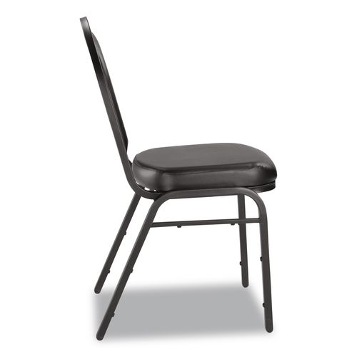 Picture of 9200 Series Premium Upholstered Stack Chair, Vinyl, Supports Up to 500 lb, 19" Seat Height, Black Seat/Back, Black Base, 2/PK