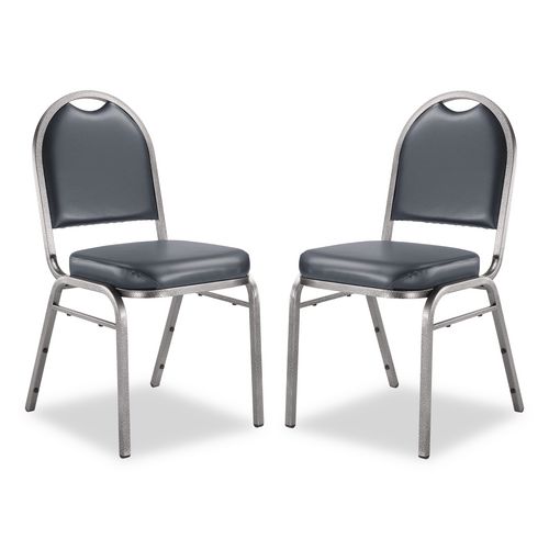 Picture of 9200 Series Premium Upholstered Stack Chair, Vinyl, Supports 500 lb, 19" Seat Ht, Midnight Blue Seat/Back, Silver Base, 2/PK