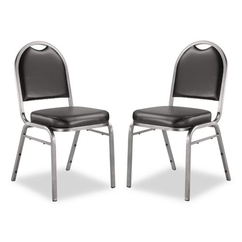 Picture of 9200 Series Premium Upholstered Stack Chair, Vinyl, Supports Up to 500 lb,19" Seat Height, Black Seat/Back, Silver Base, 2/PK