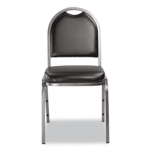 Picture of 9200 Series Premium Upholstered Stack Chair, Vinyl, Supports Up to 500 lb,19" Seat Height, Black Seat/Back, Silver Base, 2/PK