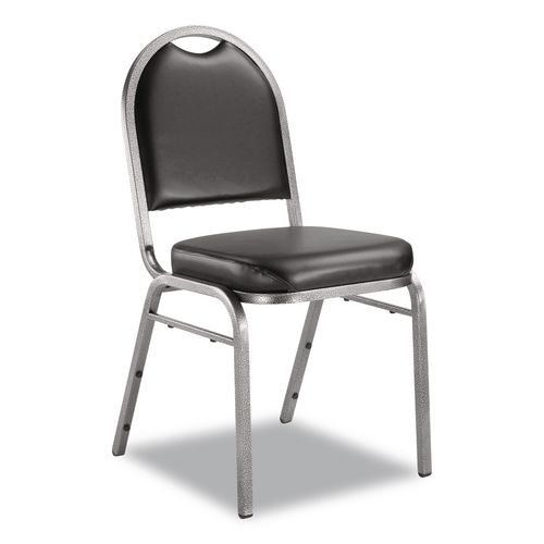 Picture of 9200 Series Premium Upholstered Stack Chair, Vinyl, Supports Up to 500 lb,19" Seat Height, Black Seat/Back, Silver Base, 2/PK