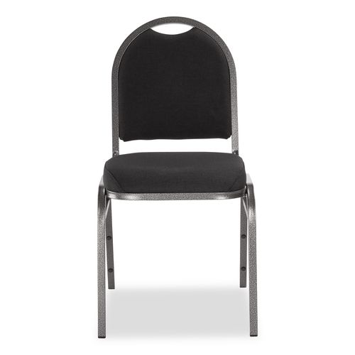 Picture of 9200 Series Premium Upholstered Stack Chair, Fabric, Supports 500 lb, 19" Seat Ht, Ebony Black Seat/Back, Silver Base, 2/PK