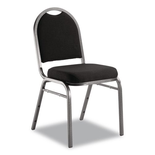 Picture of 9200 Series Premium Upholstered Stack Chair, Fabric, Supports 500 lb, 19" Seat Ht, Ebony Black Seat/Back, Silver Base, 2/PK